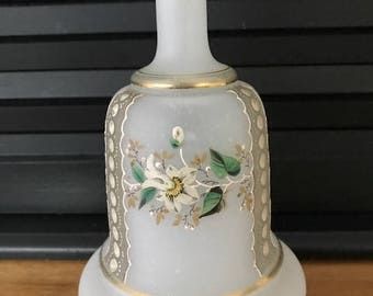 Vintage White Frosted Glass Perfume, Handpainted