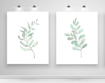 Botanical Print Set, Leaf Watercolour Art, Fern Watercolour Print, Art Print Set of 2, Set of 2 Prints, Set of 2 Wall Art