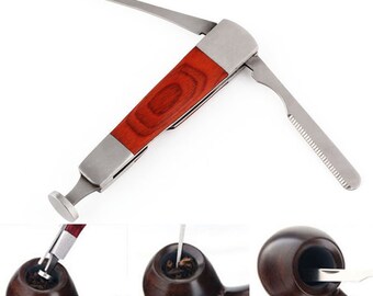 Multifunction Red Wood Smoking Pipe Cleaning Tool