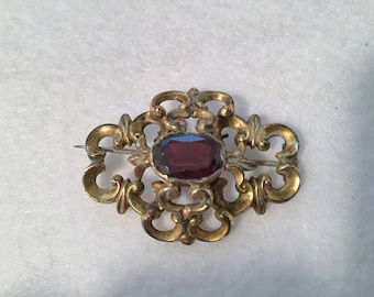 Victorian Garnet Brooch Rococo Revival - Original