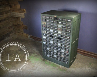 Vintage Industrial Addressograph Catalogue File Cabinet Storage by Hamilton