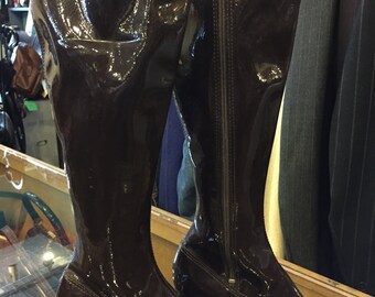 Chocolate Brown Deadstock 1970s vinyl go-go boots size 4 1/2---5 women's/girl's