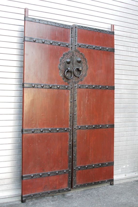 Red Lacquer Chinese Gate Doors, Pair Of Red Entrance Door, Indian Red Lacquer Chinese Gate Doors, Pair of Red Entrance door, Indian Antique Doors, Chinese Doors,Antique Painted Gates, Red Asian door, ... - Red Lacquer Chinese Gate Doors, Pair Of Red Entrance Door, Indian