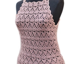 Pink striped tank top pdf crochet pattern size 2XS 2XL