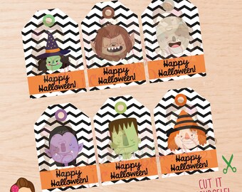 Halloween, Halloween tags, Halloween favor tags, kids halloween tags, Halloween party, Halloween treat tags, Halloween characters tags.