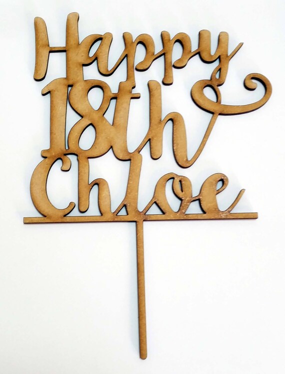 Personalised Happy Birthday Sign Cake Topper Laser Cut Wood