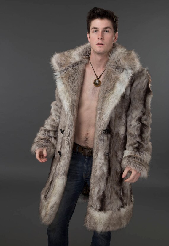 mens faux fur coats uk