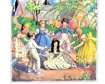 Lazy Mary, Will You Get Up - Mother Goose Rhyme - 1944 Vintage Page 7.5 x 8