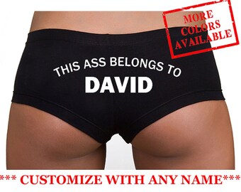 Custom Panties - This ass belongs to - Bride Panties, Custom Boy Shorts, Personalized Panties, Bridal Underwear, Bachelorette Party Gift