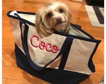 Personalized Pet Carrier | Monogram Pet Carrier | Canvas Tote Pet Carrier | Monogram Pet Tote | Personalized Pet Tote | Monogram Dog Carrier