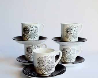 Grindley Manitou Teacups and Saucers Set of Six