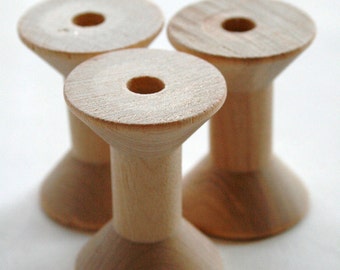 Medium Wooden Spools - set of 6 - Natural Wood Thread Spools