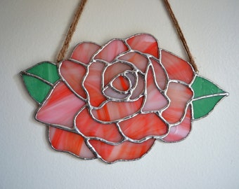 Stained Glass Rose Suncatcher