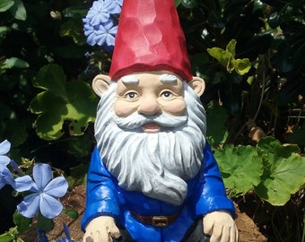 Gnome, Relaxing Garden Gnome, 5.6" Inches Tall, Solid Cement, Traditional Gnome,