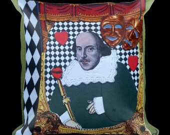 Shakespeare Decorative Pillow-Theater,Drama,Stage,Writer,Author,Playwrite,Classic,Romeo,Theatre,Comedy,Tragedy,Throw Pillow,Pillow