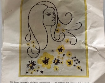 1970s Athena Crafts Embroidery Kit for Lorelei No. S1004 - Wall Picture Kit 10 in x 12 in