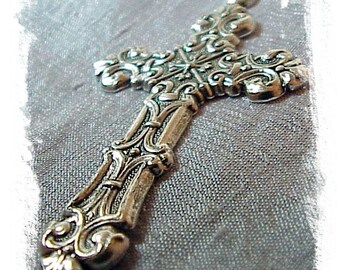 Ornate Silver Ox Cross (x2)