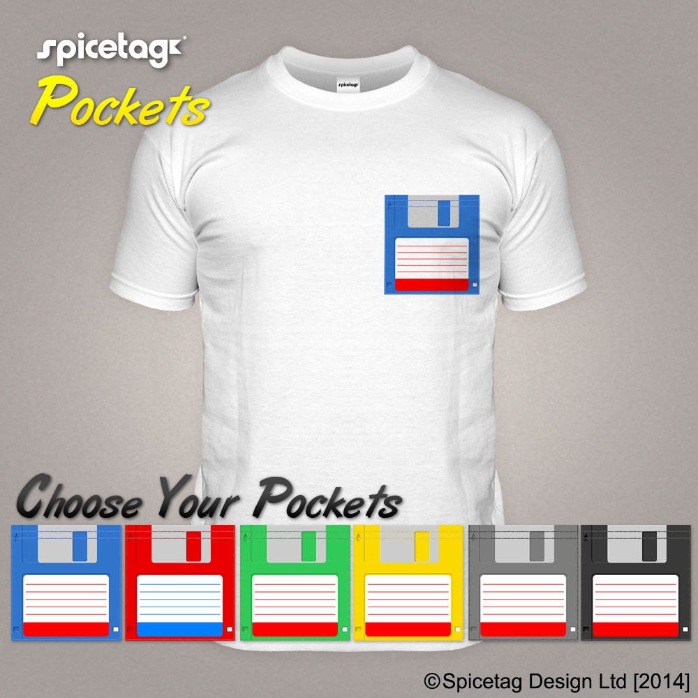 Floppy Disk Tshirt With a Pattern Pocket Tshirt Retro Gaming