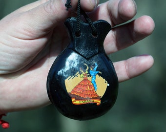 Castanets, Vintage wooden castanets, Percussion instrument, Spanish folk ethnic castanets, Home decor, Souvenir