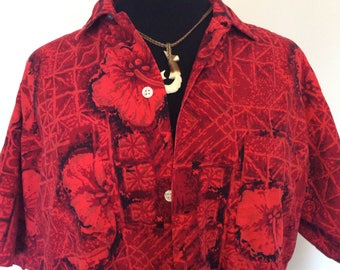 Vintage Red Hawaiian Shirt - L