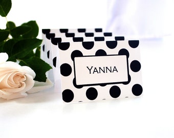 PRINTABLE Posh Dots Black on White Place Cards