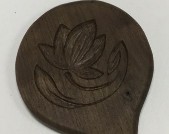 Hand Carved Wooden Hand Mirror
