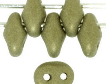 Metallic SUEDE GOLD SuperDuo Czech Glass Seed Beads, 10 Grams, Two Hole Superduos 2.5 x 5mm, Super Duos