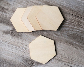 Unfinished wooden Hexagon Cut Outs,plain shape for Scrapbooking ,DIY Crafting Wood laser cut tags