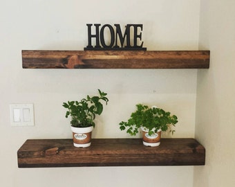 Rustic Reclaimed Wood Dark Walnut Floating Shelf/ Wall Shelf. Mixed.