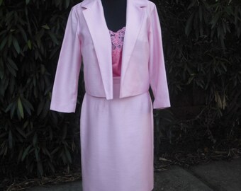Vintage 1970s Suit, Career Suit, Jr. Theme Original, PINK Suit, Academia, Easter, Spring, Summer Fashion, Medium