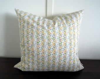 Natural Pillow Cover, Organic Cotton, Green and Yellow, Vines, Daisy Janie, Cotton Pillow Cover, 18x18