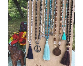 Mala Necklace Display w/ Custom Logo- 9 Necklaces {wooden display, lasercut display, custom branded display, craft show display}
