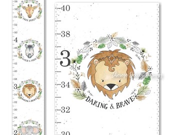 Safari Nursery Decor, Safari Nursery Art, Nursery Wall Art, Nursery Decor, Safari Animals Growth Chart, Height Chart, Canvas Growth Chart