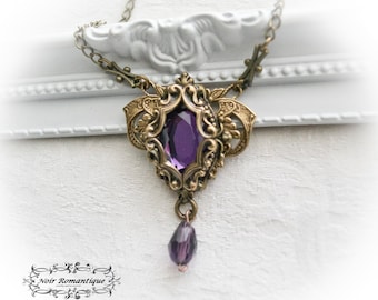 Amalthea necklace-Victorian gothic bronze necklace-Gothic jewelry-Necklace with amethyst