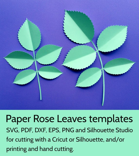 Download Paper Rose Leaves Template SVG DXF PDF png cut files for