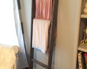 Handmade Wood Blanket ladder ~ Free local Pickup ~ rustic ~ home decor ~ Stained wood ~ country chic ~ farmhouse - distressed towel rack