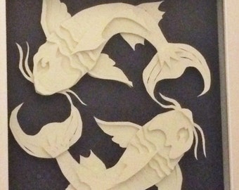 Koi Papercut Art Shadowbox