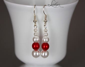 Bridal earrings red and white off