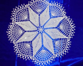 Crochet doily and hand made rhinestone