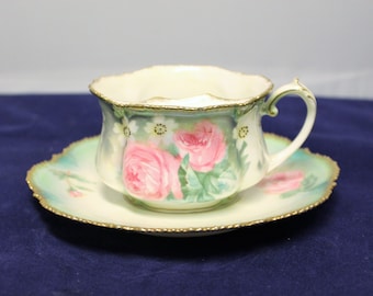 Antique RS Prussia Moustache Cup and Saucer