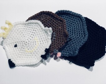 Crocheted birds coaster - Set of 4