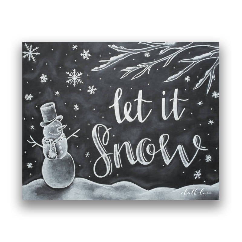 Let it Snow Christmas Print Christmas Art Chalkboard Let it Snow Christmas Print Christmas Art Chalkboard