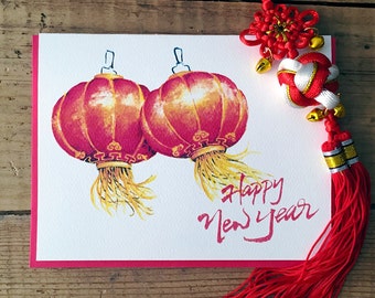 Chinese New Year Card, Chinese Lantern Card, CNY Card / Lunar Card / Lunar New Year Card / Red Lantern / Red Lanterns / New Year Card