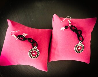 Pendant clock and Swarovski earrings