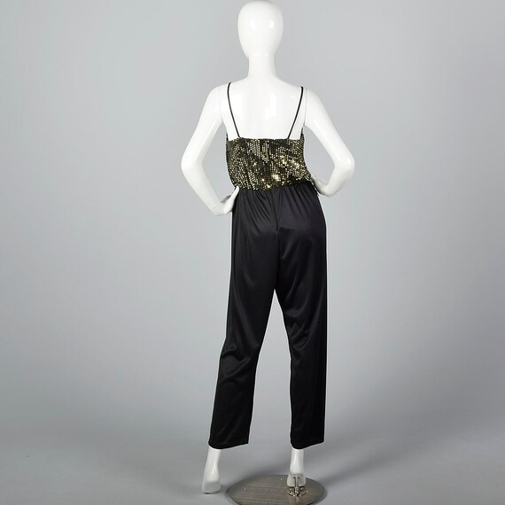 gold sequin jumpsuit 70s