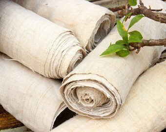 Hmong Hand Woven Vintage Hemp Fabric Soft Cool Hill Tribe Natural Organic