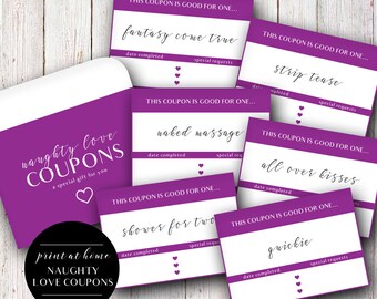 Printable Naughty Love Coupons, Instant Download, Adult Love Tokens, Love Vouchers, Printable Valentines Gift, Love IOU's, Gift for Him