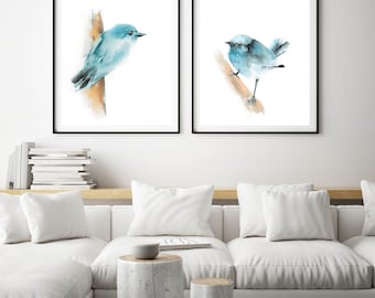 Blue bird wall art | Etsy