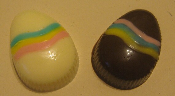 One dozen egg shaped peanut butter or caramel cups Easter party or basket favors