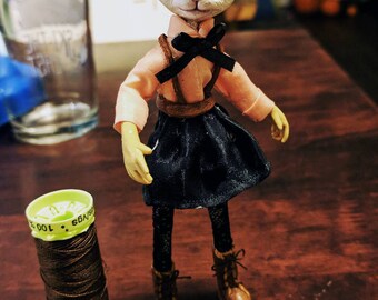 Art doll -Posable Cat doll / mixed media doll /OOAK